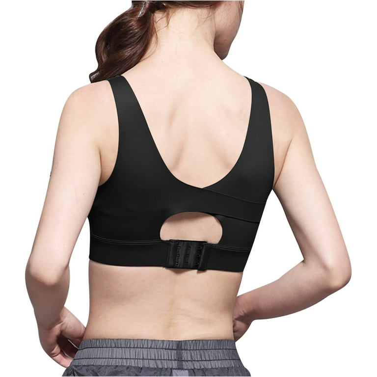 RQYYD Longline Sports Bra for Women - U-Back Cropped Tank Tops Plus Size  Padded Workout Yoga Bras Black S 