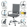 thumbnail image 3 of Okeysen Mid-Back Ribbed Home Office Desk Chair Ergonomic Faux Leather Conference Room Swivel Chairs Adult, Gray, 3 of 10