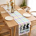 thumbnail image 3 of Table Runner 72 Inches Long for Kitchen Dining, Happy Easter Dresser Scarf Farmhouse, Dining Table Decorations for Wedding/Parties, Black White Polka Dots Rabbits Colorful Plaid 18 x 72 In, 3 of 8