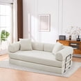 thumbnail image 5 of Leumius 4‑in‑1 Futon Sofa Bed,Modular Corduroy Sofa Couch with Fixed-Shape Frame & Removable Armrests,Folding Mattress Couch for Living Room, Office, Apartment,Beige, 5 of 7