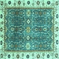 thumbnail image 1 of Ahgly Company Indoor Square Oriental Turquoise Blue Traditional Area Rugs, 4' Square, 1 of 4
