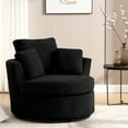 thumbnail image 2 of KINFFICT Chenille Swivel Barrel ChairAccent Chair, Oversized Comfy Armchair with Pillows, Modern Leisure Sofa Chair for Living Room Bedroom, Black, 2 of 8