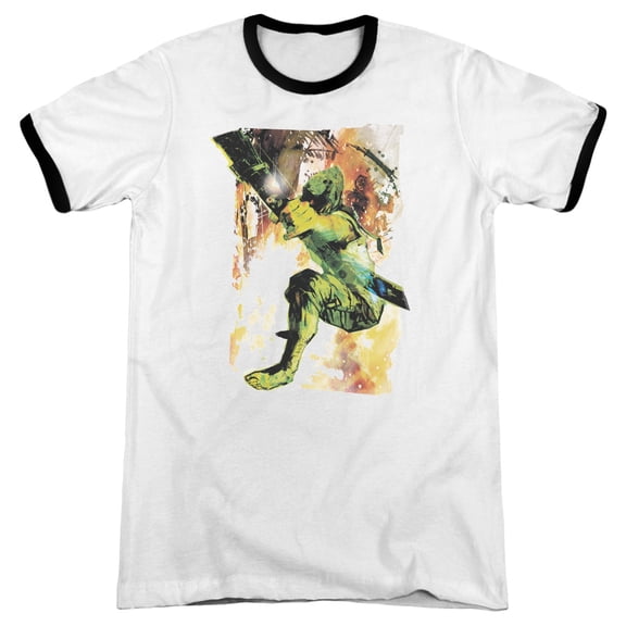 JLA Justice League Painted Archer Adult Ringer T-Shirt White Black