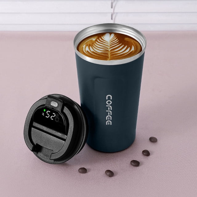 Innotech Taza/botella/taza de Café, Té y Bebidas Calientes de Acero Inoxidable de Doble Pared con Control Inteligente de Temperatura y Pantalla Led de Temperatura en la Tapa