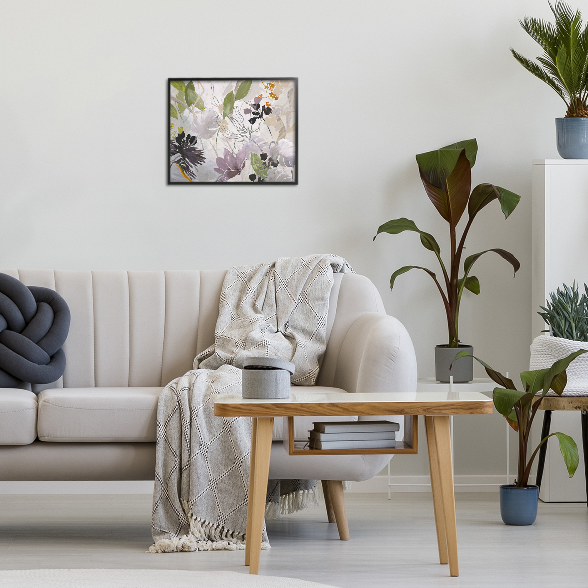 Soft Spring Organic Flora Black Framed Giclee Art, design by Design Fabrikken