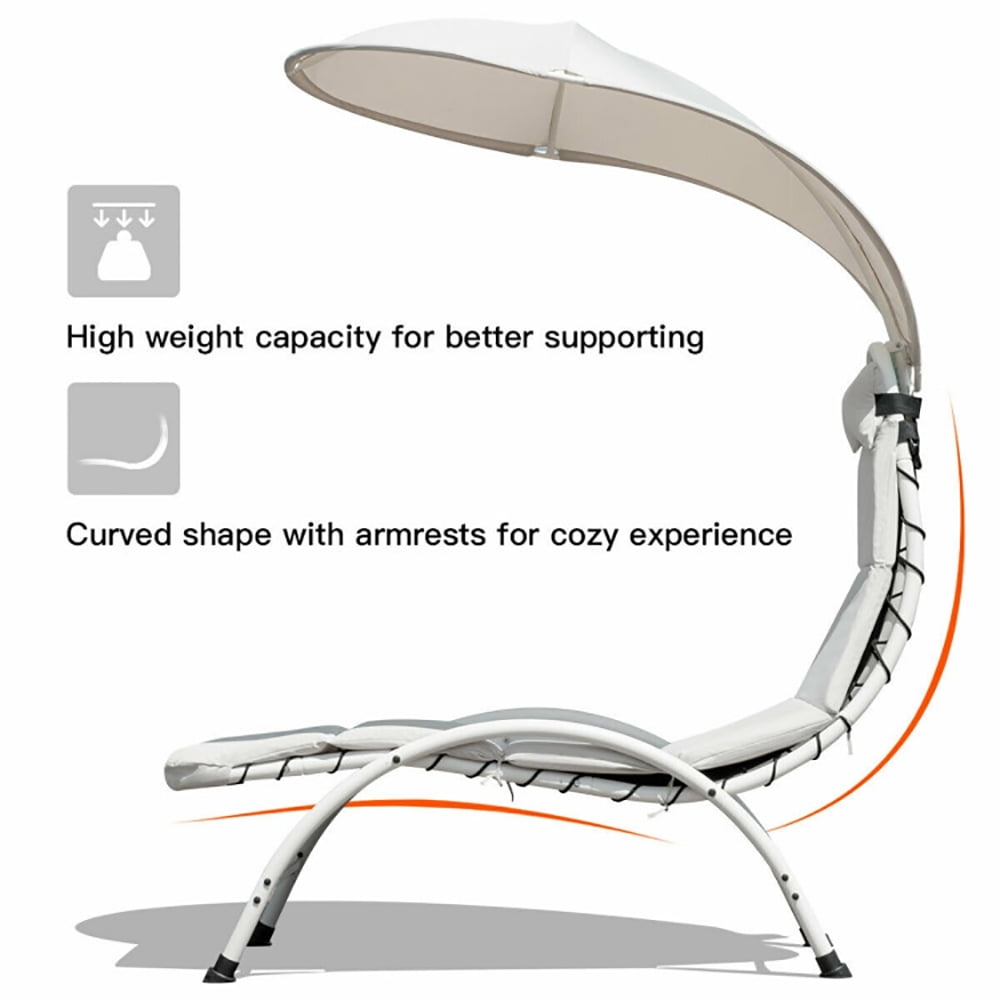 Aimee Lii Patio Hanging Swing Hammock Chaise Lounger Chair with Canopy, Patio Loungers, Beige Aimee Lii Patio Hanging Swing Hammock Chaise Lounger Chair with Canopy, Patio Loungers, Beige