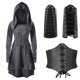 thumbnail image 3 of Vestido vintage para mujer, disfraz de arquero medieval renacentista, con capucha, con cordones, suéter largo con capucha, capa para Halloween, 3 of 5