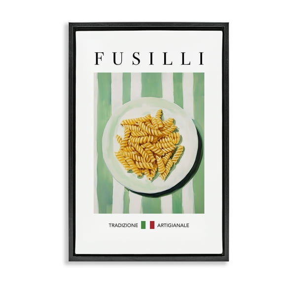 Stupell Industries Traditional Fusilli Pasta Food & Beverage Painting Black Floater Framed Canvas Art Print Wall Art, 21 x 31