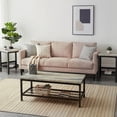 thumbnail image 3 of Lamerge Coffee Table Set of 3, Industrial Coffee Table with 2 Square End Side Tables, Modern Living Room Table Set with Metal Frame for Apartment Home Office, Grey, 3 of 8