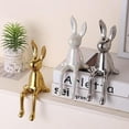 thumbnail image 2 of Brass Sitting Bunny, Ceramic Electroplate Rabbit Figurine, Sitting Gold Bunnies for Shelf, Easter Bunny Decorations, for Desk Cabinet Bookshelf Counter Home Hotel Bar Office Decor(White), 2 of 8