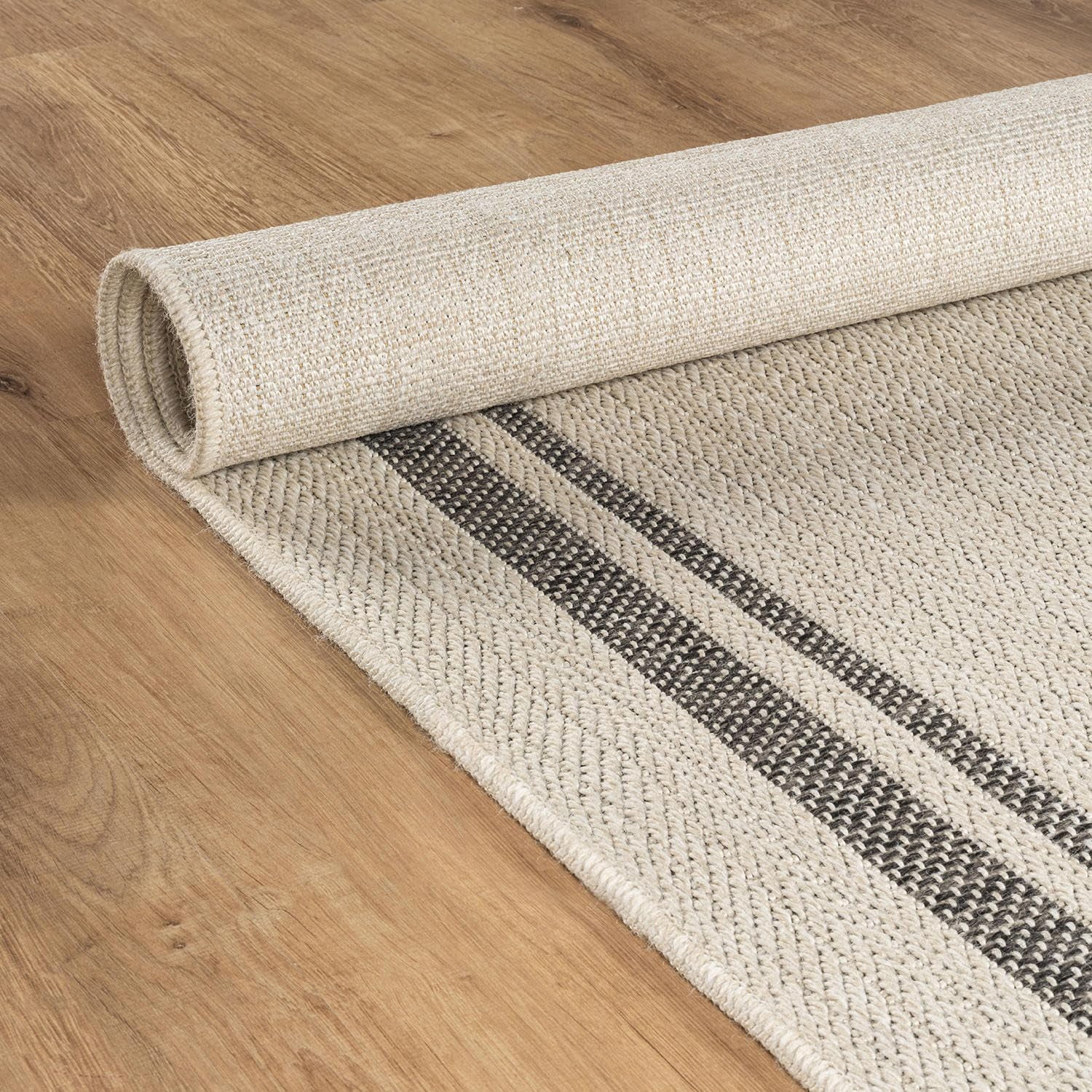 Beverly Rug Easy Jute Outdoor Indoor Non Shedding Easy-Cleaning Rug Bordered Off-White 4x6