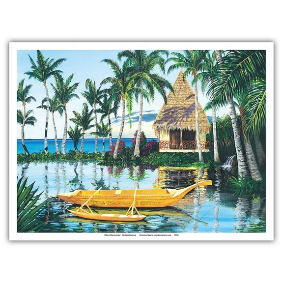 My Taxi - Hawaiian Outrigger Canoe - From an Original Color Painting by Scott Westmoreland - Master Art Print (Unframed) 9in x 12in