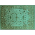 thumbnail image 1 of Ahgly Company Machine Washable Indoor Rectangle Oriental Turquoise Blue Traditional Area Rugs, 4' x 6', 1 of 4