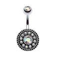 thumbnail image 4 of 2Pcs/Set Floral Women Artificial Opal Barbell Belly Button Ring Navel Piercing, 4 of 6