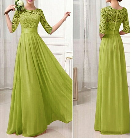Women Dress Lace Chiffon Half Sleeve Slim Maxi Long Gown Elegant Princess Evening Party One Piece Walmart Canada