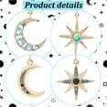 thumbnail image 3 of 2 Sets 2 Styles Colorful Rhinestone Moon & Star Asymmetrical Earrings Zinc Alloy Dangle Stud Earrings for Women Light Gold 57~63mm Pin: 0.8mm 1 Set/style, 3 of 7