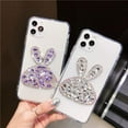 thumbnail image 3 of for iPhone 12 Pro Max Clear Case for Women, Glitter Shiny Crystal Diamond Rabbit Bunny Cover Shell Fashion Luxury Case with TPU Slim Transparent Protective Bling Girly Rhinestone Case White, 3 of 10