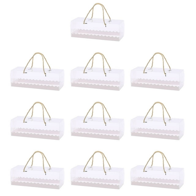 Xingzhi 10 Pieces Transparent Cake Packaging Box PET Dessert Rectangle Shape Holder Paper Cupcake Case Decorating Tool
