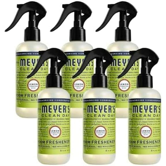 CLEAN DAY Room Freshener Spray, Lemon Verbena Scent, Instant & Refreshing Fragrance Made with Essential Oils, 8 fl oz Spray Bottle (Pack of 6)