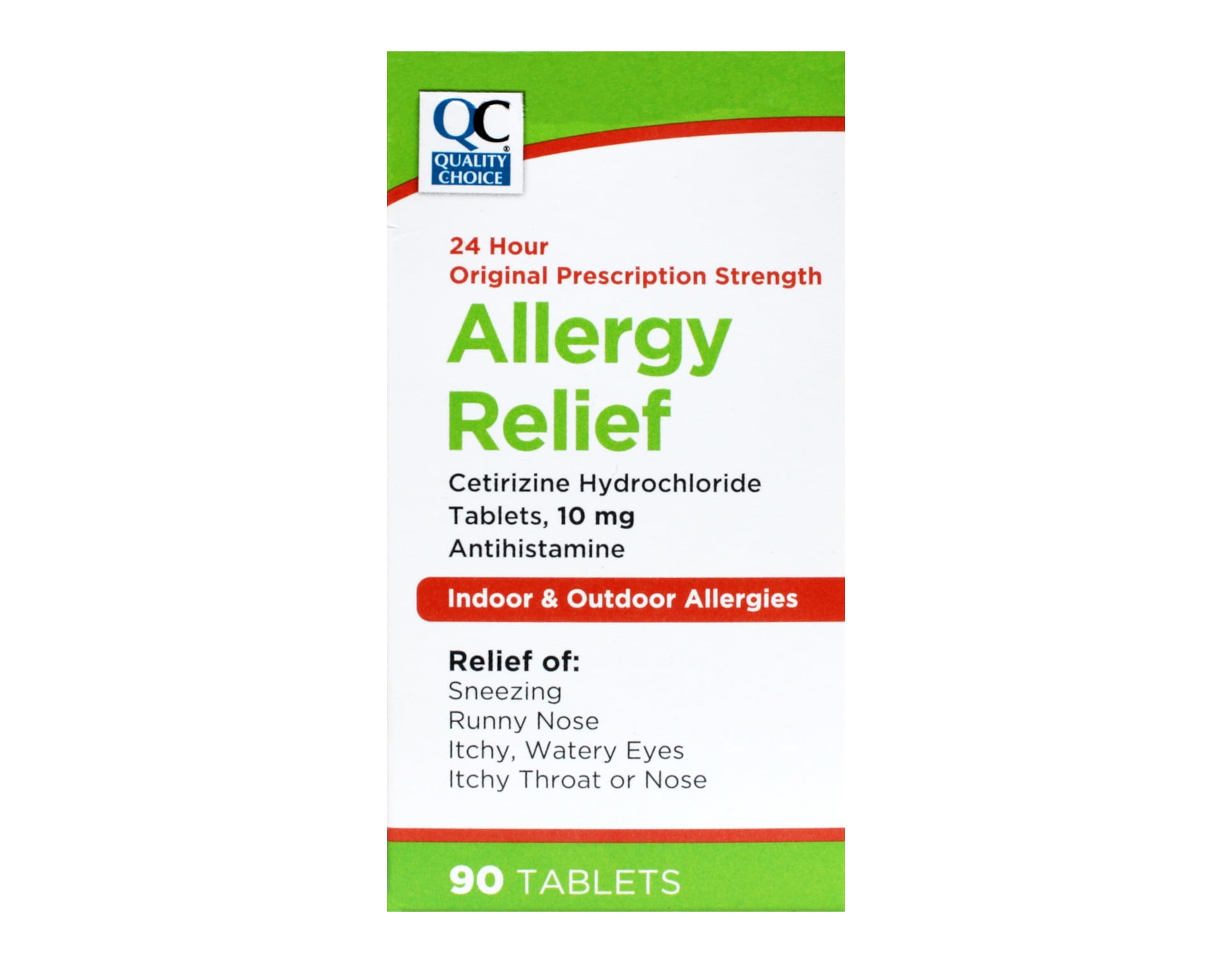 Quality Choice 24 Hour Allergy Relief Cetirizine Hydrochloride Tablets, 10 mg Antihistamine 90 Tablets Pack of 3