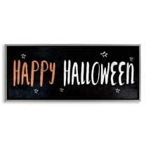 Stupell Industries Happy Halloween Spooky Stars Holiday Painting Gray Framed Art Print Wall Art, 30 x 13