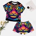 thumbnail image 4 of Tiger Animal Graffiti 2 Pack Women’s Pajama Set Print Sleepwear And Shorts Y2k Loungewear Sets S-5XL, 4 of 7