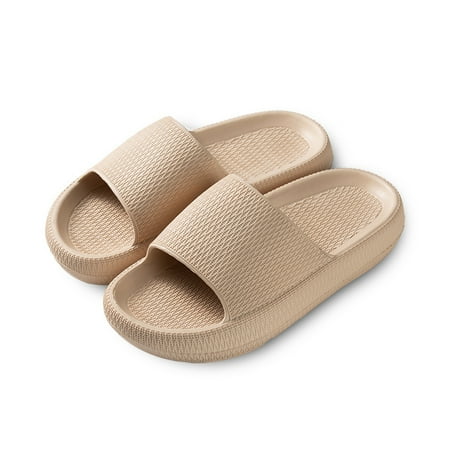 

Pillow Slippers For Women And Men EVA Flip Flop Anti-Slip Flat Athletic Sandal Open Toe Bathroom Shoes 36/37 Apricot