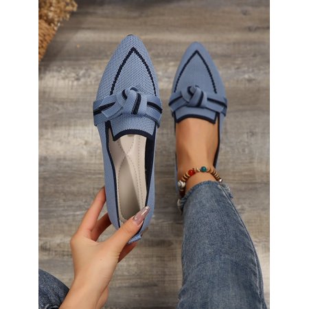 

ASWMXR Women‘s Blue Fashion Foreign Trade Large Size Breathable Slip-On Comfortable Flat Shoes