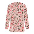 thumbnail image 5 of hxobax Floral Long Sleeve T-Shirts Womens 2024 Tops Casual Crewneck Pleated Basic Tunic Tee Pullover, 5 of 5