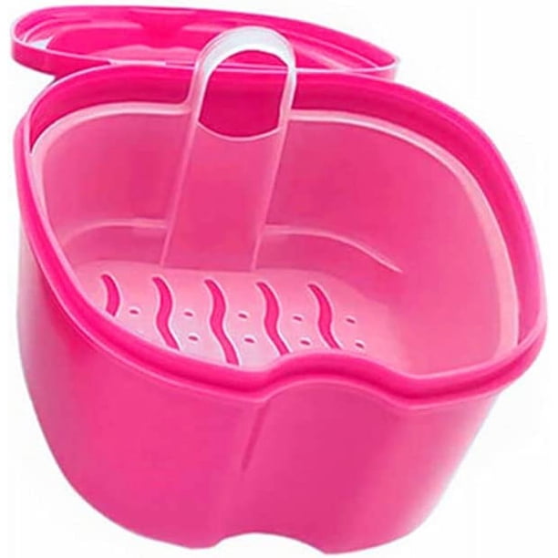 1 estuche para dentaduras postizas, caja para retenedores dentales de ortodoncia, contenedor para almacenar dientes postizos, caja para limpieza de dentaduras postizas con filtro, portátil y fácil de