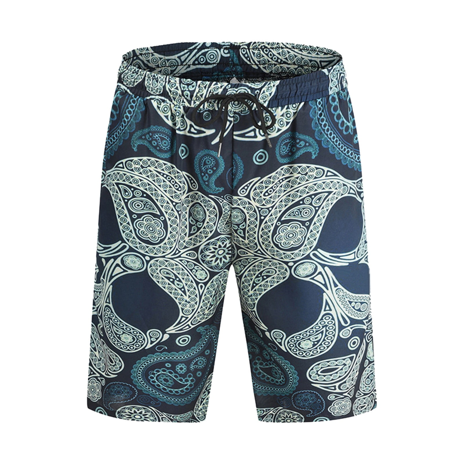 KUWT Mens Swim Trunks Day of The Dead Skull Octopus Quick Dry Beach Shorts Summer Surf Board Shorts 