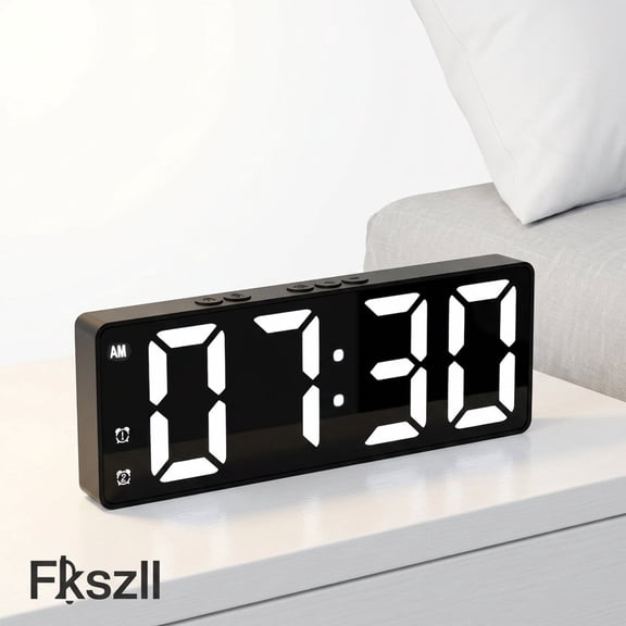 Fkszll Digital Alarm Clock LED Alarm Clock USB/Battery Operated table Desk Clock for Bedroom Travel, White Light