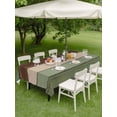 thumbnail image 5 of 52x70 Inch Outdoor Tablecloth with Umbrella Hole Zipper Rectangle Green Brown Rectangular Tablecloths Outside Waterproof Country Wood Grain Abstract Stripe Patio Table Cloth Cover for Picnic Party, 5 of 8