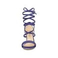 thumbnail image 6 of BLISSFUL STEP Women's Faux Velvet Lace Up Block Heel Strappy Sandals Purple (Size 8.5), 6 of 8
