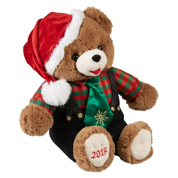 Holiday Time Plush Teddy Bear, Boy, 2018, Brown