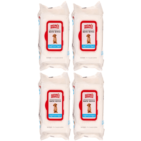(4 pack) (4 pack) Nature''s Miracle Deodorizing Bath Wipes with Spring Waters Scent, 100 count