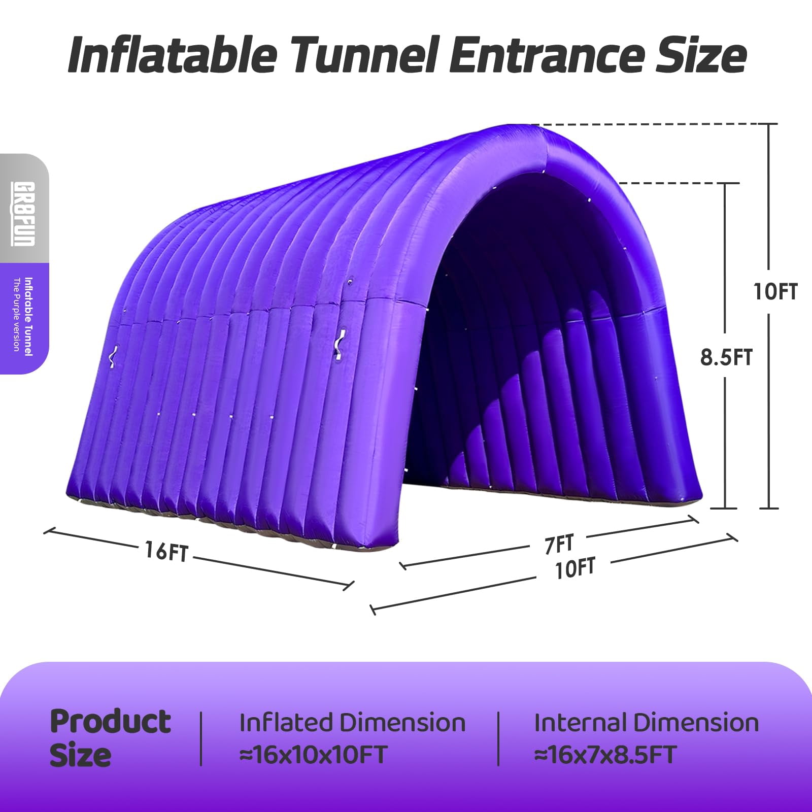 Inflatable Sports Tunnel Entrance 16x10x10FT Purple, Built-in Blower – Event Inflatable Tunnel Tent for Team Intros, Business Promotion, Trade Shows, Advertising & Exhibitions