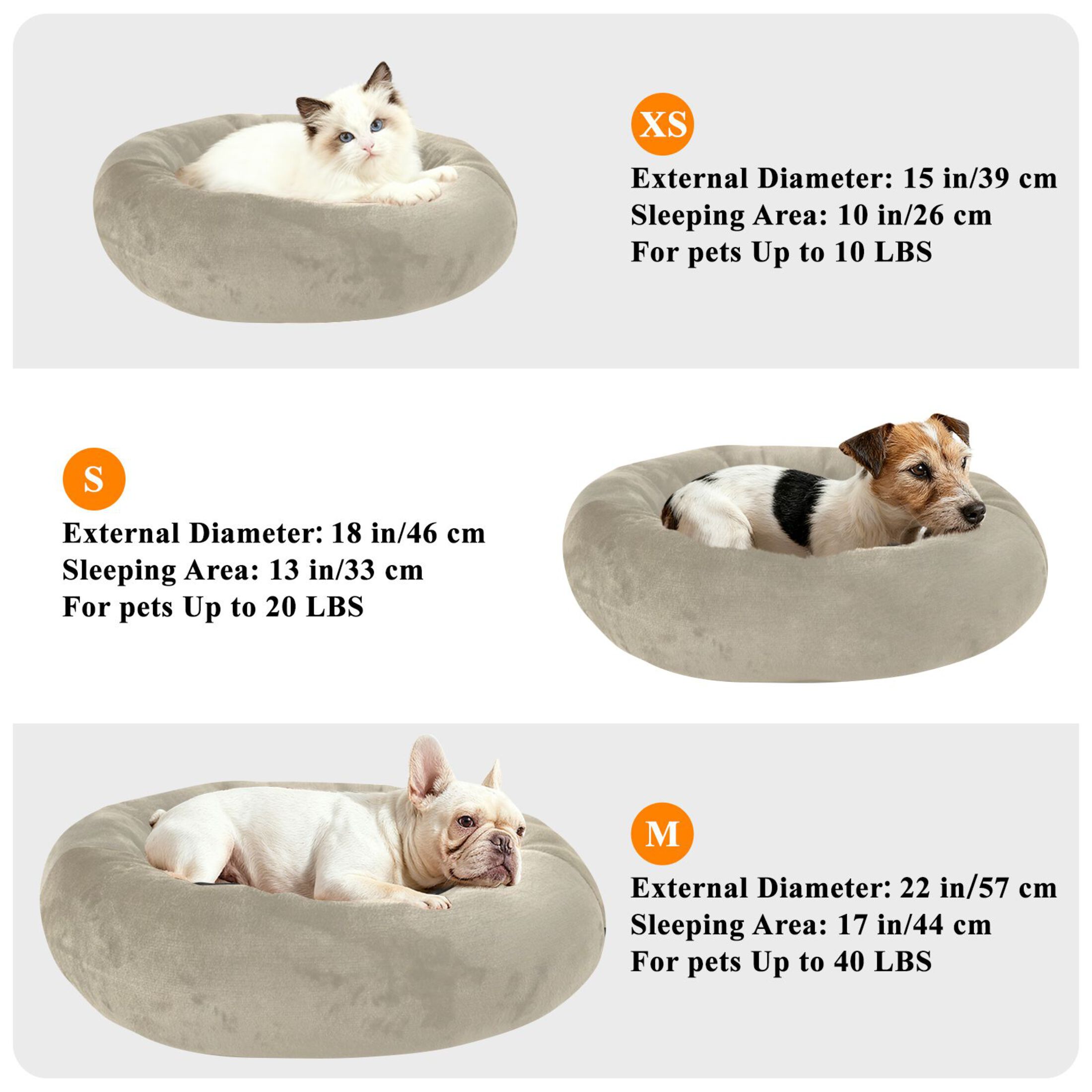 Iauyy Pet Couch Donut Cat Bed for Indoor Cats/Small Dogs Washable & Machine with Non-slip Bottom Calming Cat Furniture, Light Brown and Dark Green (M)