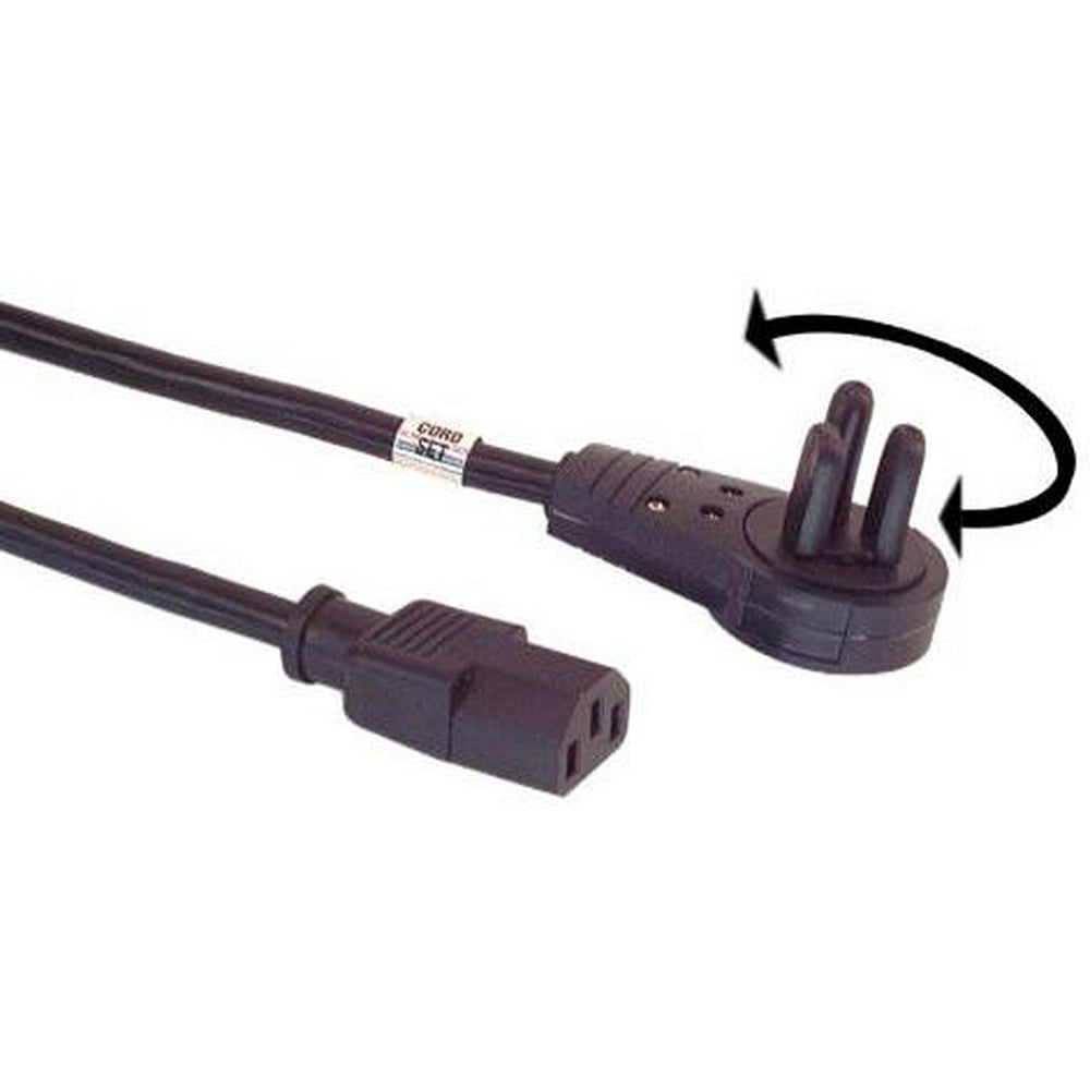 IEC M130008 PC Power Cable with flat 90 degree exit wall plug ( NEMA 5