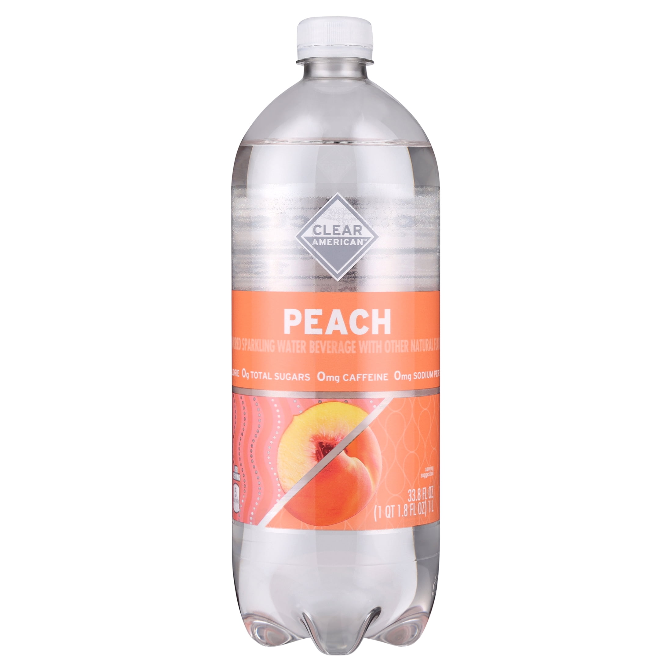 (12 pack) Clear American Peach Flavored Sparkling Water, 33.8 fl oz Bottle