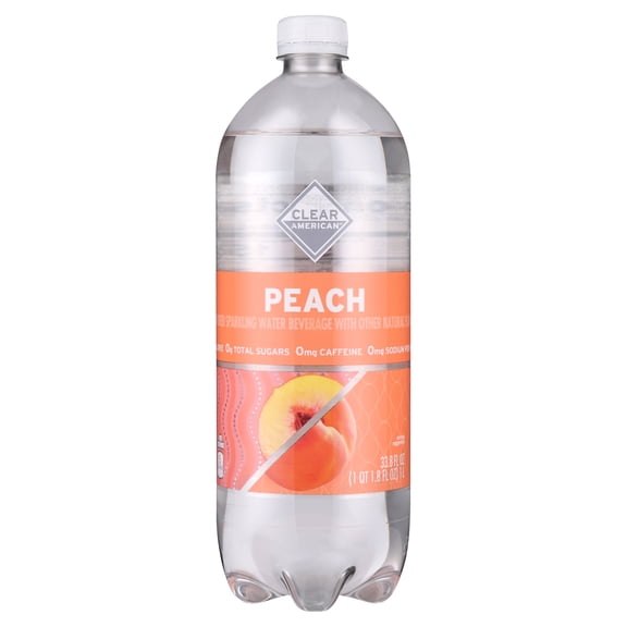 Clear American Peach Flavored Sparkling Water, 33.8 fl oz Bottle