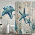 thumbnail image 5 of Teal Starfish Coastal Shower Curtain, Waterproof Shower Curtains for Bathroom, Vintage Summer Beach Nautical Washable Fabric Bathtub Curtain Set Bath Decor with 12 Hooks Long 72"x84", 5 of 8