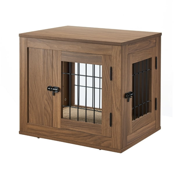 Unipaws Dog Crate Furniture Style, Wooden Dog Kennels with Double Doors