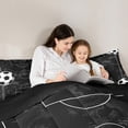 thumbnail image 5 of Homewish Black White Football Full Size Comforter Sets for Kids, Cartoon Soccer Lover Bedding Comforter Set, Sports Theme Reversible Bedding Sets, Breathable Home Decor, 3pcs, 5 of 8