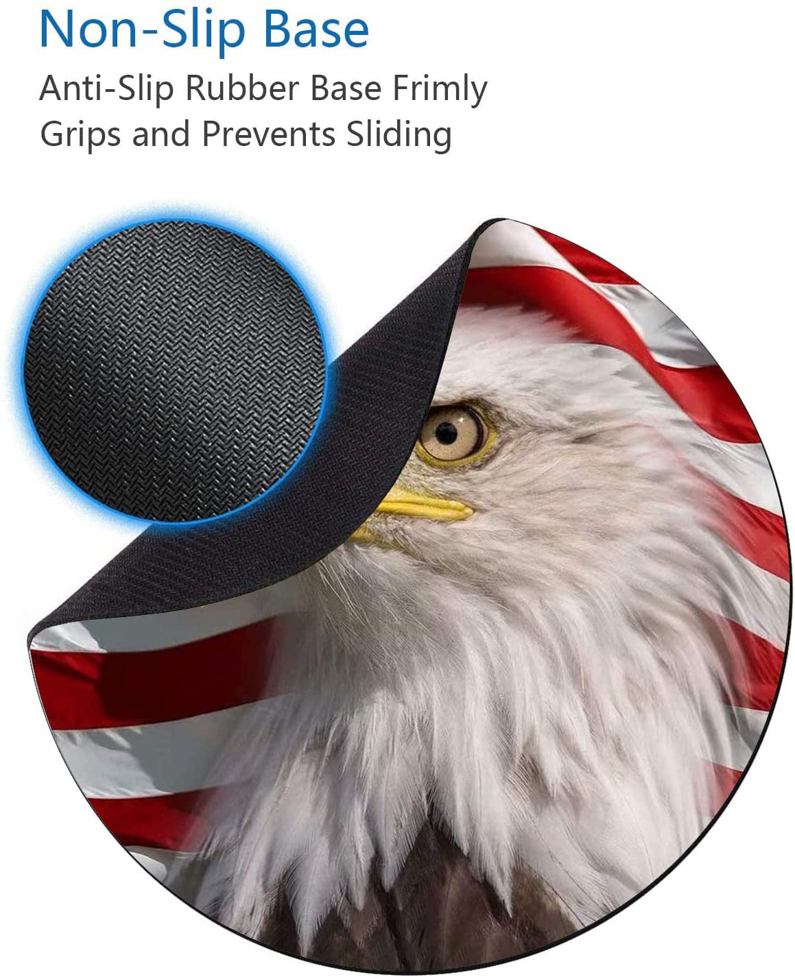 AMERICAN BALD EAGLE WITH AMERICAN FLAG SET OF 4 COASTERS RUBBER WITH FABRIC TOP 