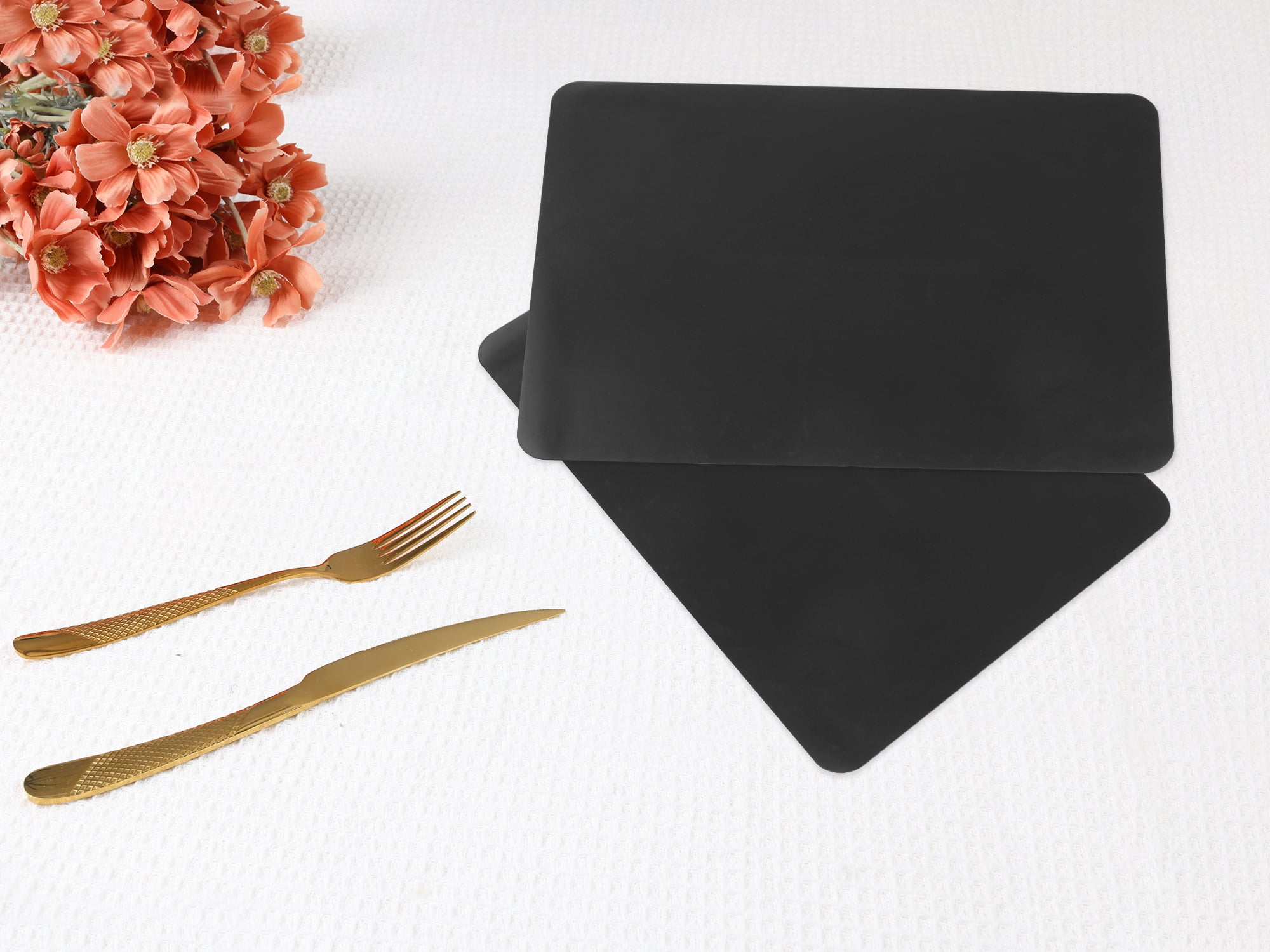 Unique Bargains Set of 6 Silicone Placemats for Kitchen Dining Table Decor Black
