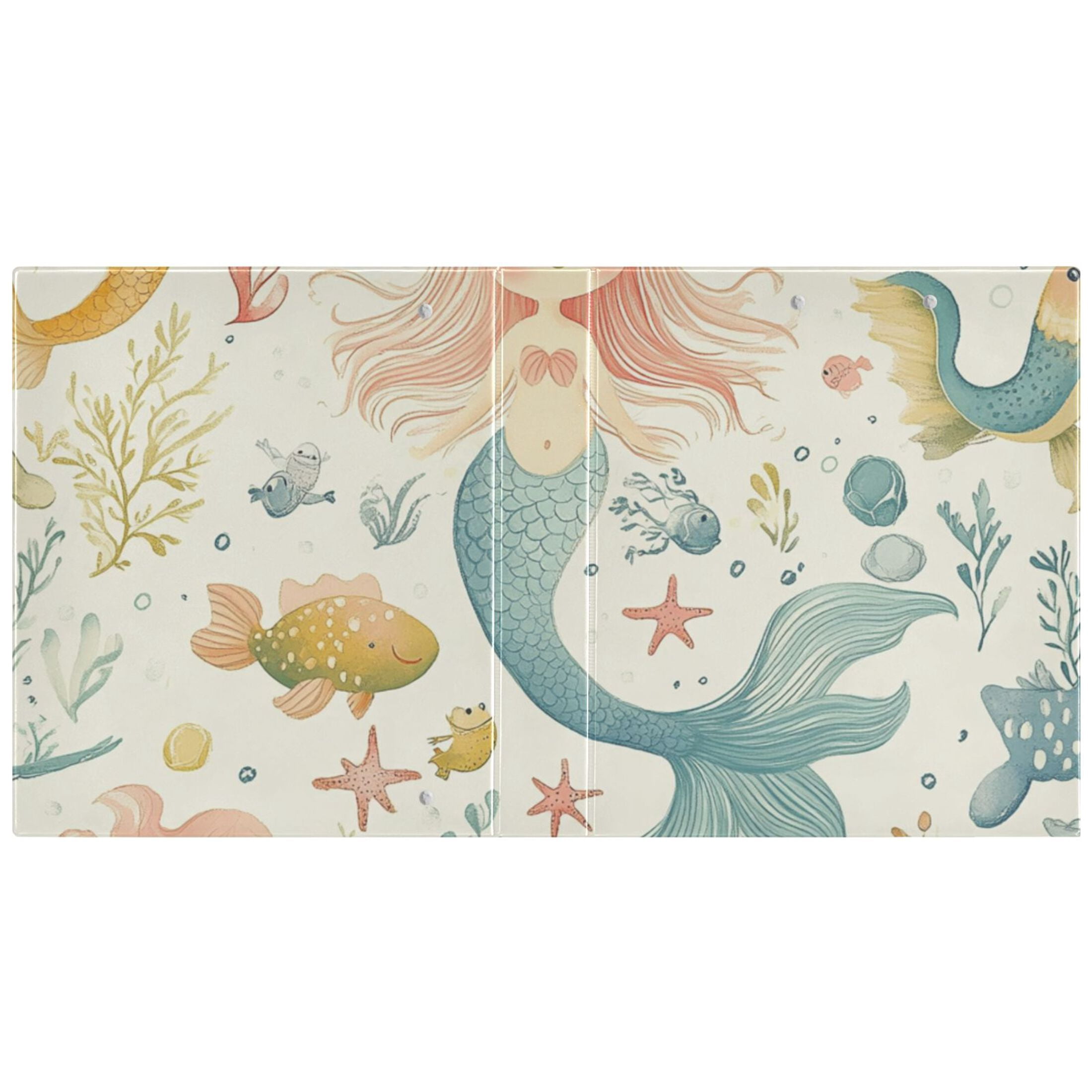Mermaids Seaweed 3 Ring Binders 1.5 inch Hardcover File Folders with Interior Pockets A4 Size Organizer for School Office Hospital