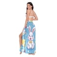 thumbnail image 3 of FORMRS Womens Long Sarong Beach Wrap Semi-Sheer Bikini Skirt Bathing Swimsuit Cover Up, Easter Bunny Pattern, 3 of 7