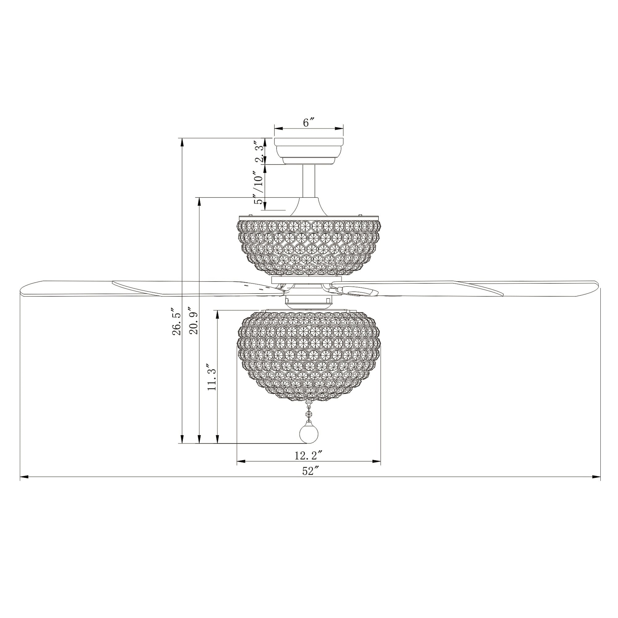 Warehouse of Tiffany Swarana Chrome Dual Lighted Ceiling Fan with Crystal Shades (includes Remote and Light Kit)