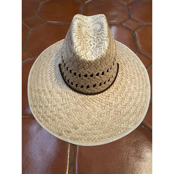LARGE NATURAL Straw Summer HAT BEACH GARDENING Wide Brim Pescador Made in Mexico Hiking